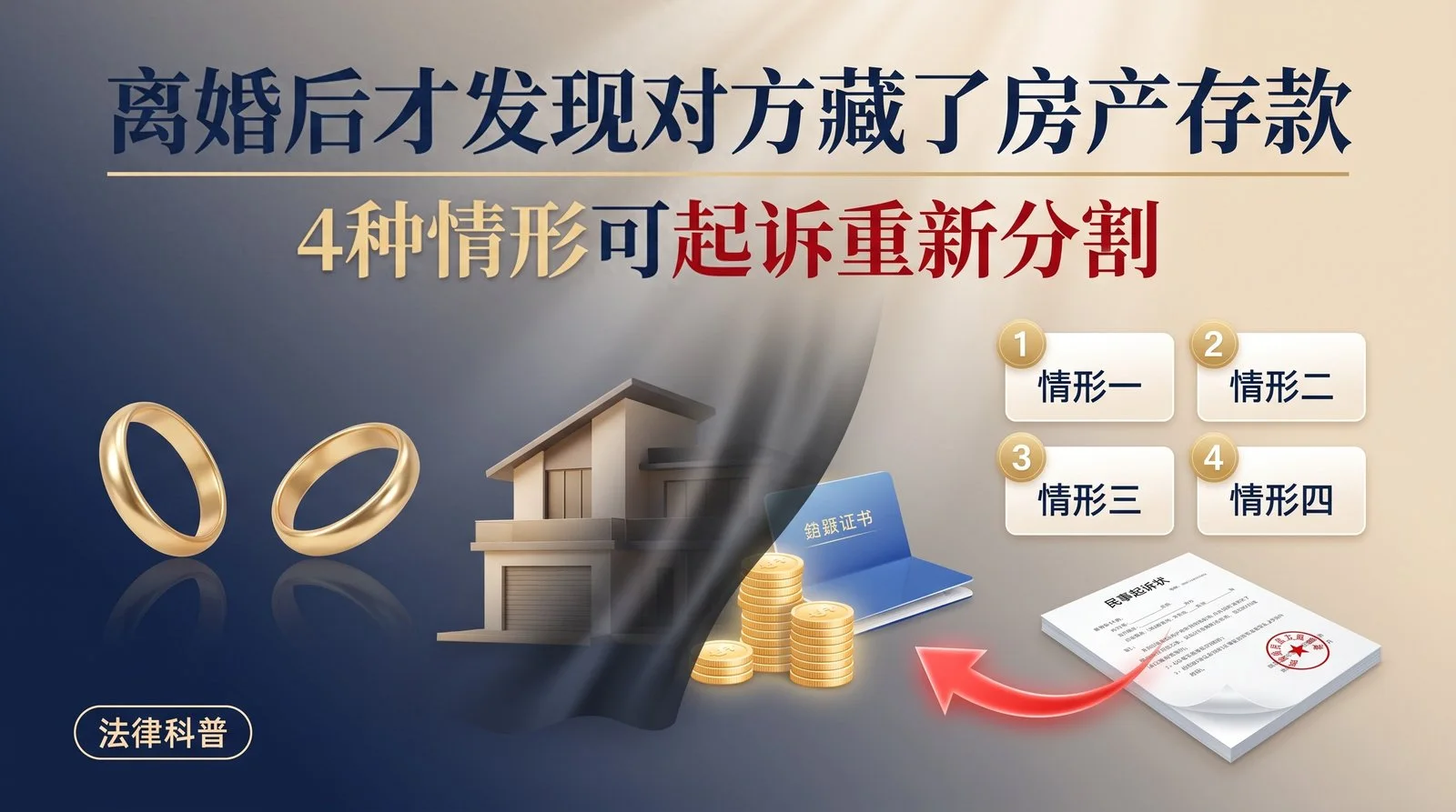 离婚后才发现对方藏了房产存款？4种情形可起诉重新分割