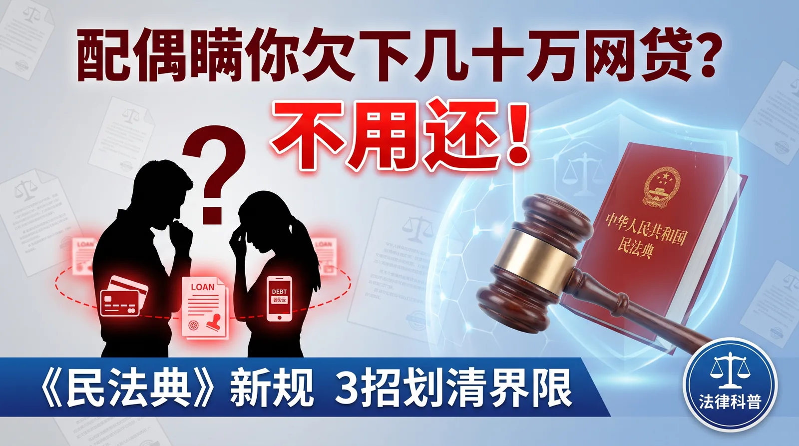 配偶瞒着你欠下几十万网贷？《民法典》新规下不用还！律师教你3招划清界限