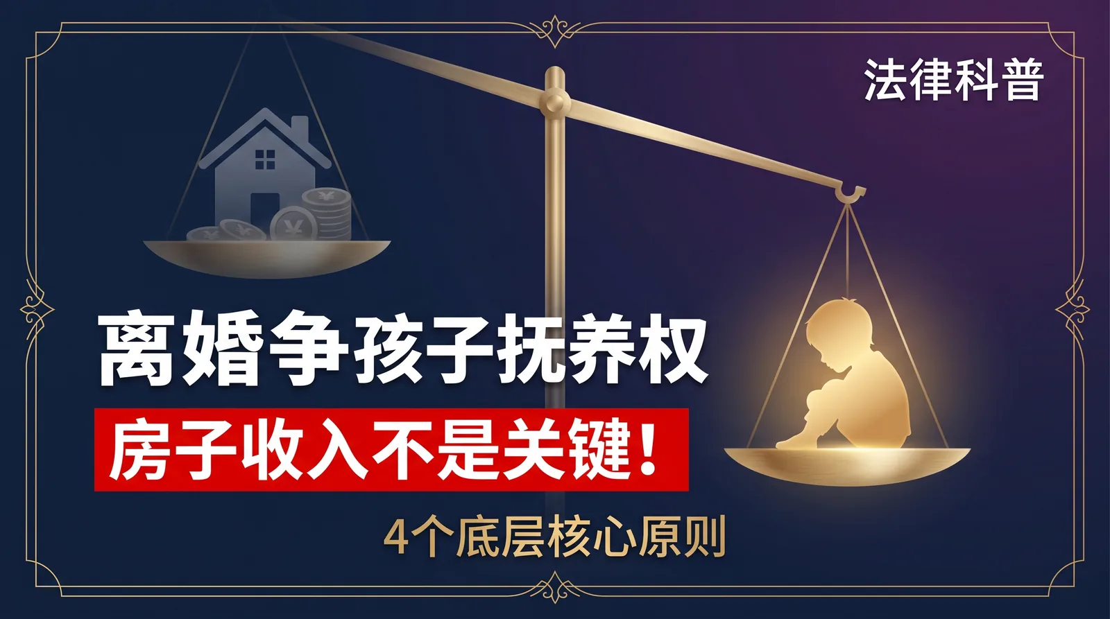 离婚争孩子抚养权,房子收入不是关键!法官判决的4个底层硬指标