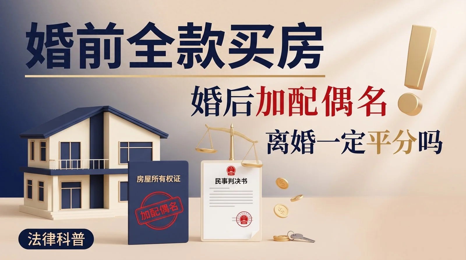 婚前全款买房婚后加配偶名，离婚一定平分吗？